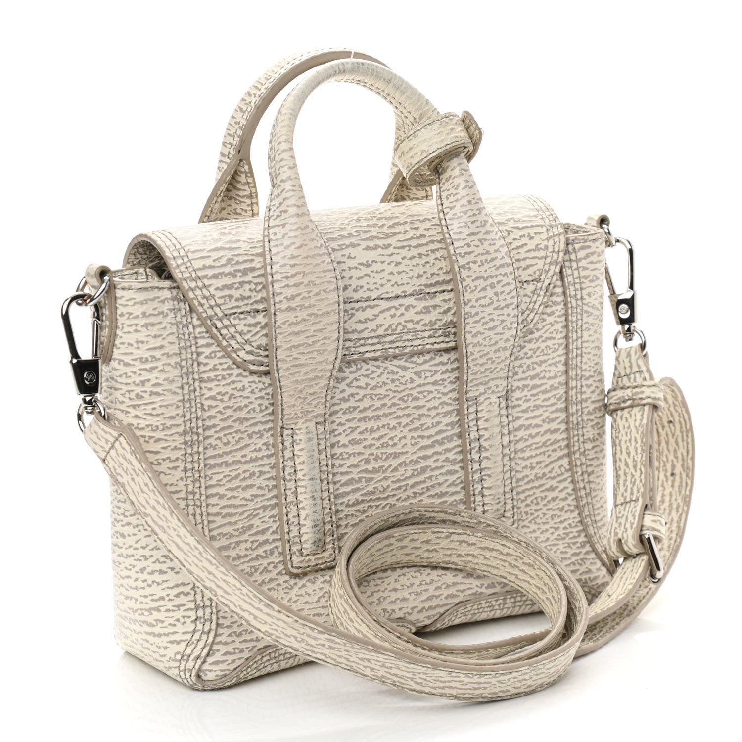 3.1 Phillip Lim Shark Embossed Textured Calfskin Mini Pashli Satchel Ivory Dove 3 of 12