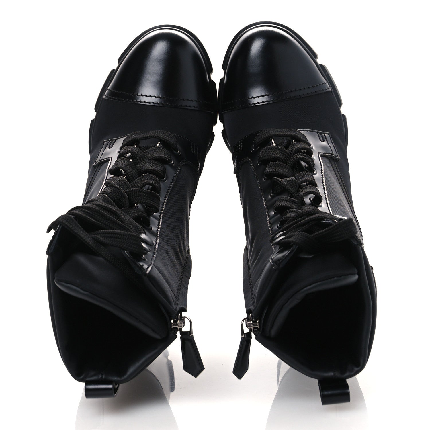 Prada Spazzolato Re-Nylon Metal Triangle Logo 110mm Ankle Boots 36.5 Black 2 of 12