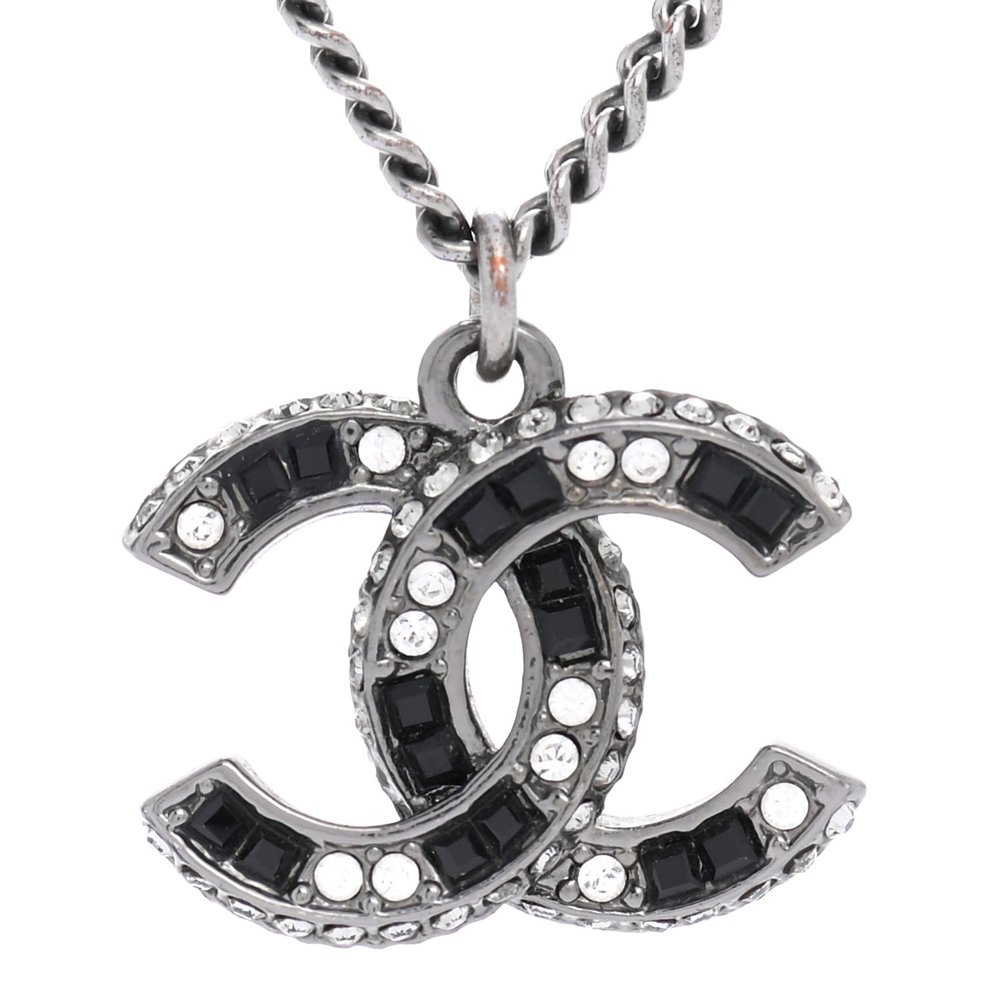 Ruthenium Baguette Crystal CC Necklace Silver Black