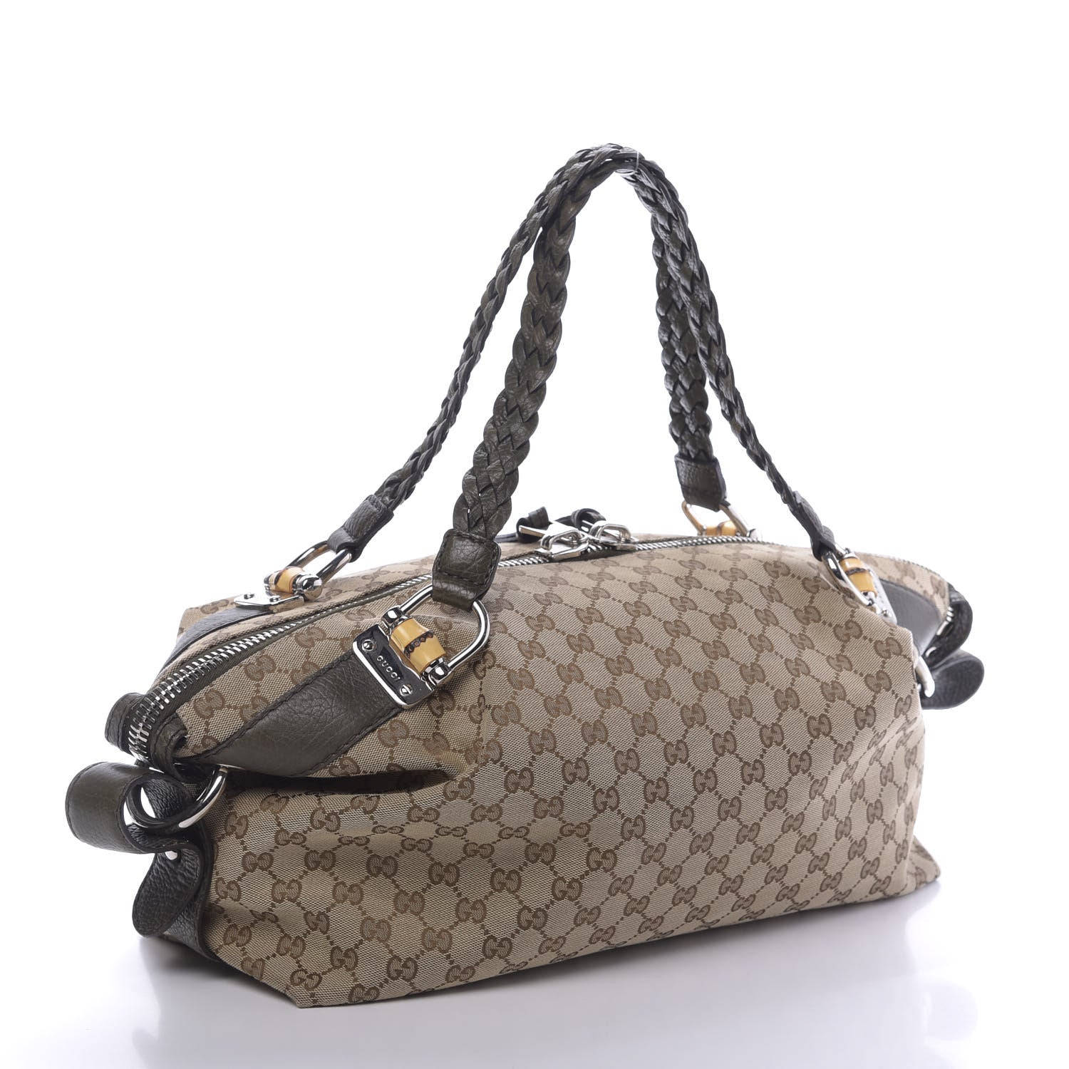 Gucci Monogram Bamboo Bar Medium Tote Olive 3 of 12