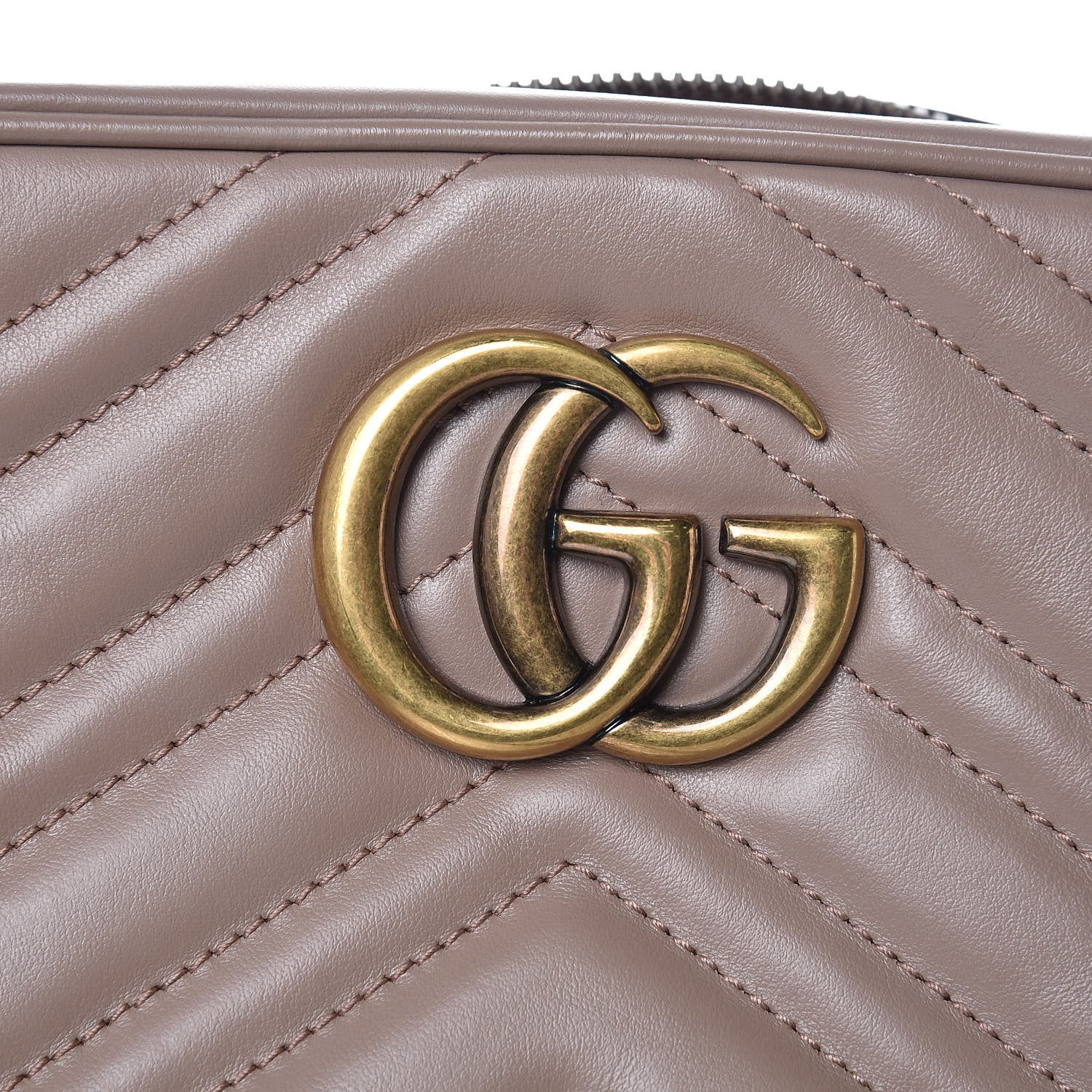 Gucci Calfskin Matelasse Small GG Marmont Chain Shoulder Bag Taupe 6 of 8