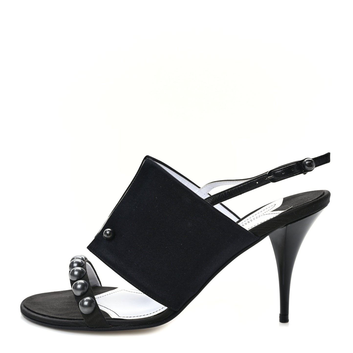 Satin Pearl Metallic D'Orsay Slingback Pumps 39 Black
