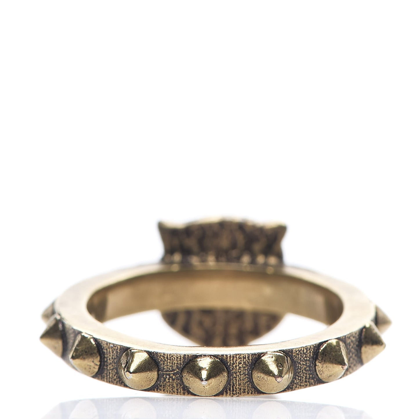 Metal Feline Head Ring 16 Aged Gold