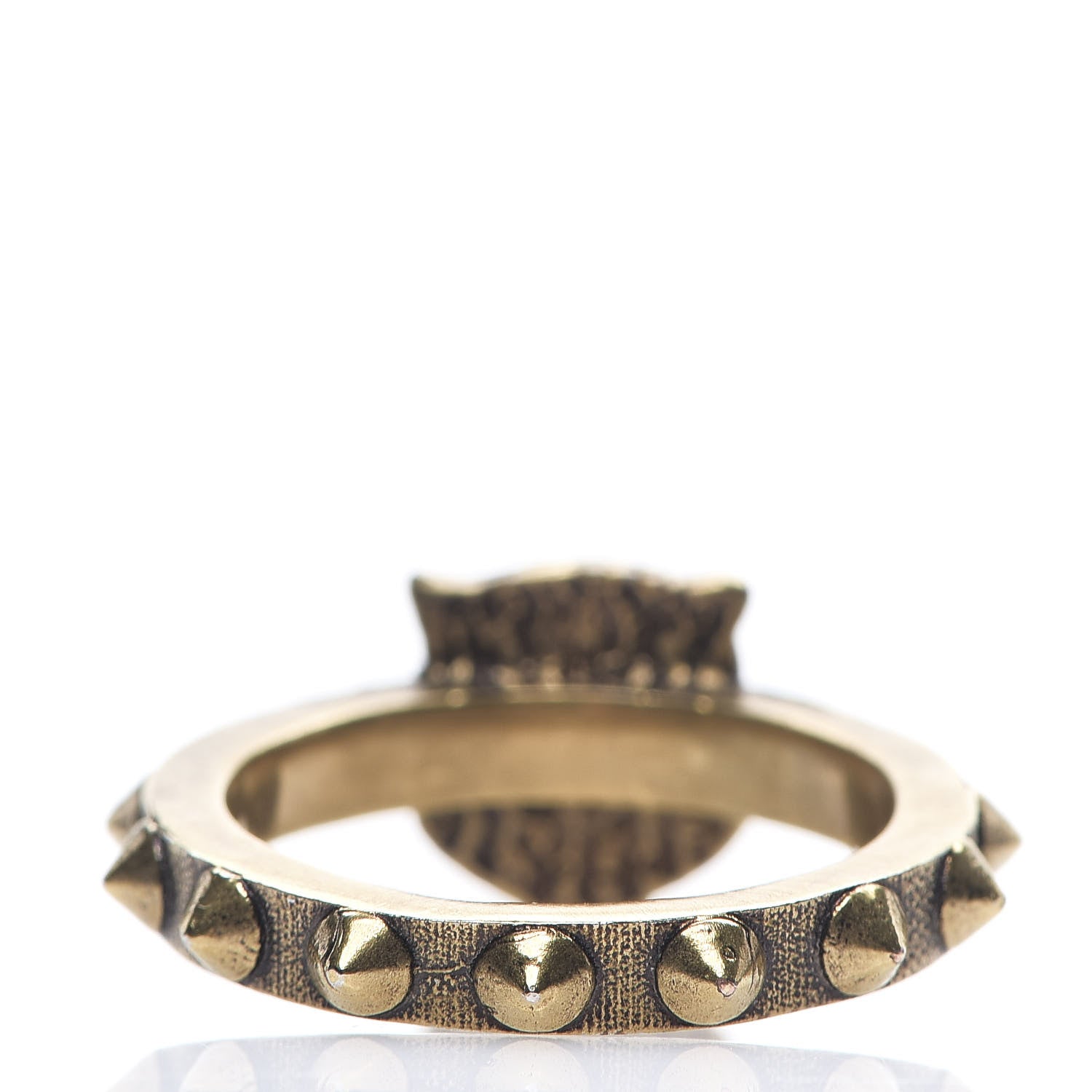 Gucci Metal Feline Head Ring 16 Aged Gold 3 of 5