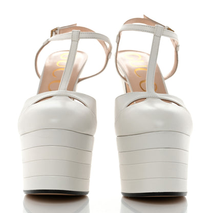 Gucci Malaga Kid Angel T-Strap Platform High Heel Pumps 37.5 Great White 2 of 10