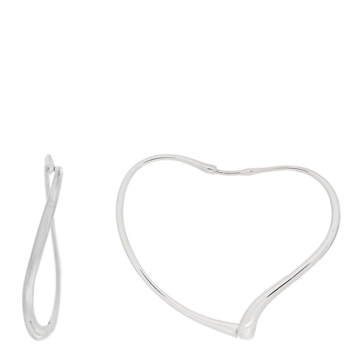 Sterling Silver Large Elsa Peretti Open Heart Hoop Earrings
