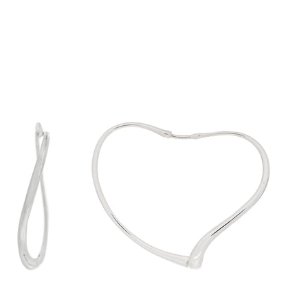 Tiffany Sterling Silver Large Elsa Peretti Open Heart Hoop Earrings 1 of 5