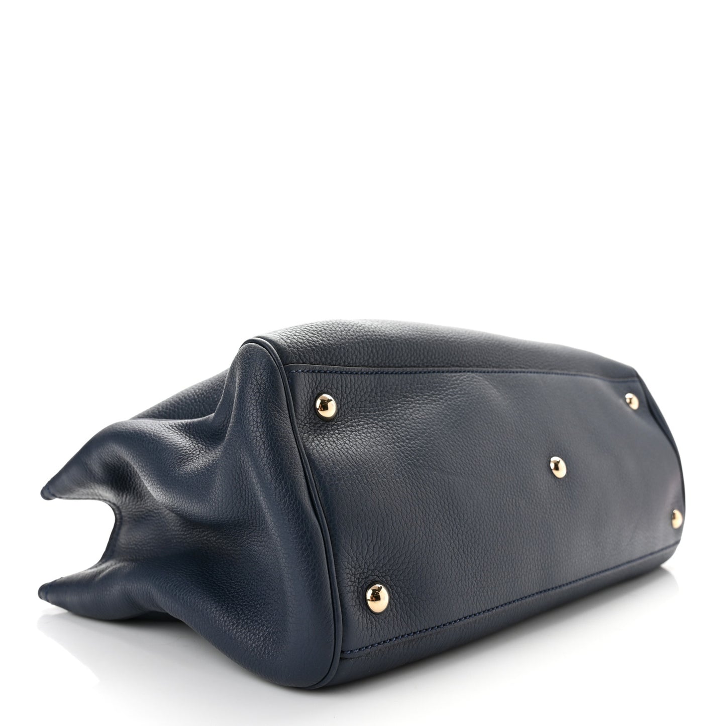 Pebbled Calfskin Medium Bamboo Shopper Tote Navy