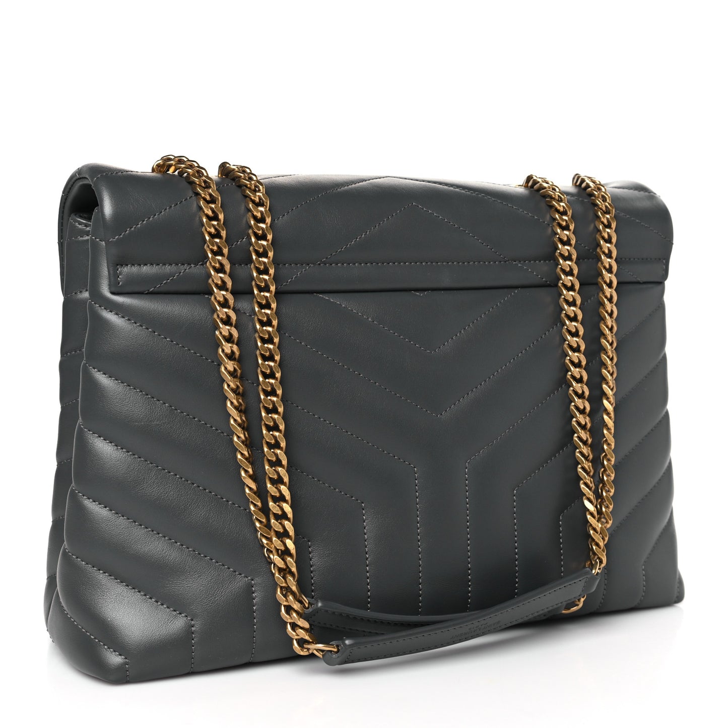 Calfskin Y Quilted Monogram Medium Loulou Chain Satchel Storm