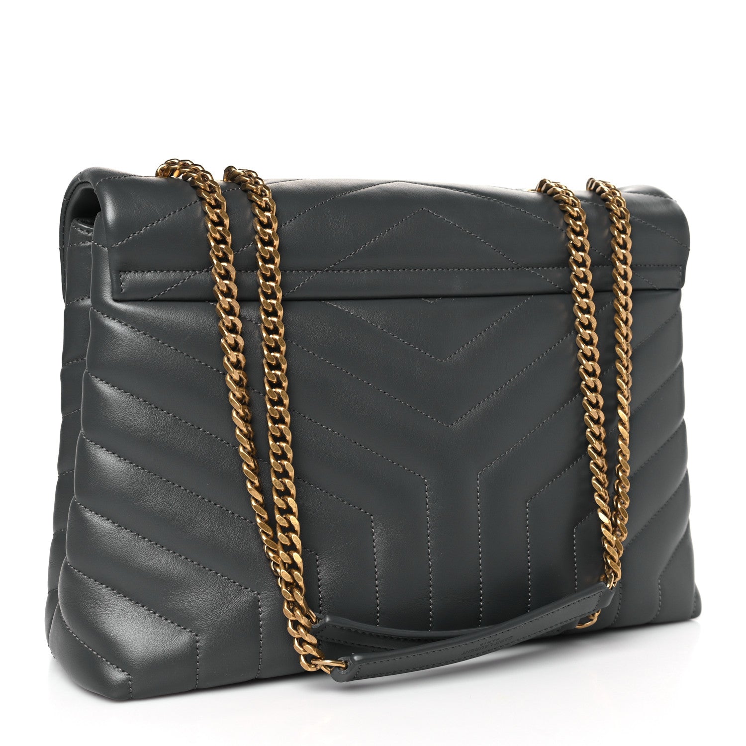 Saint Laurent Calfskin Y Quilted Monogram Medium Loulou Chain Satchel Storm 3 of 9