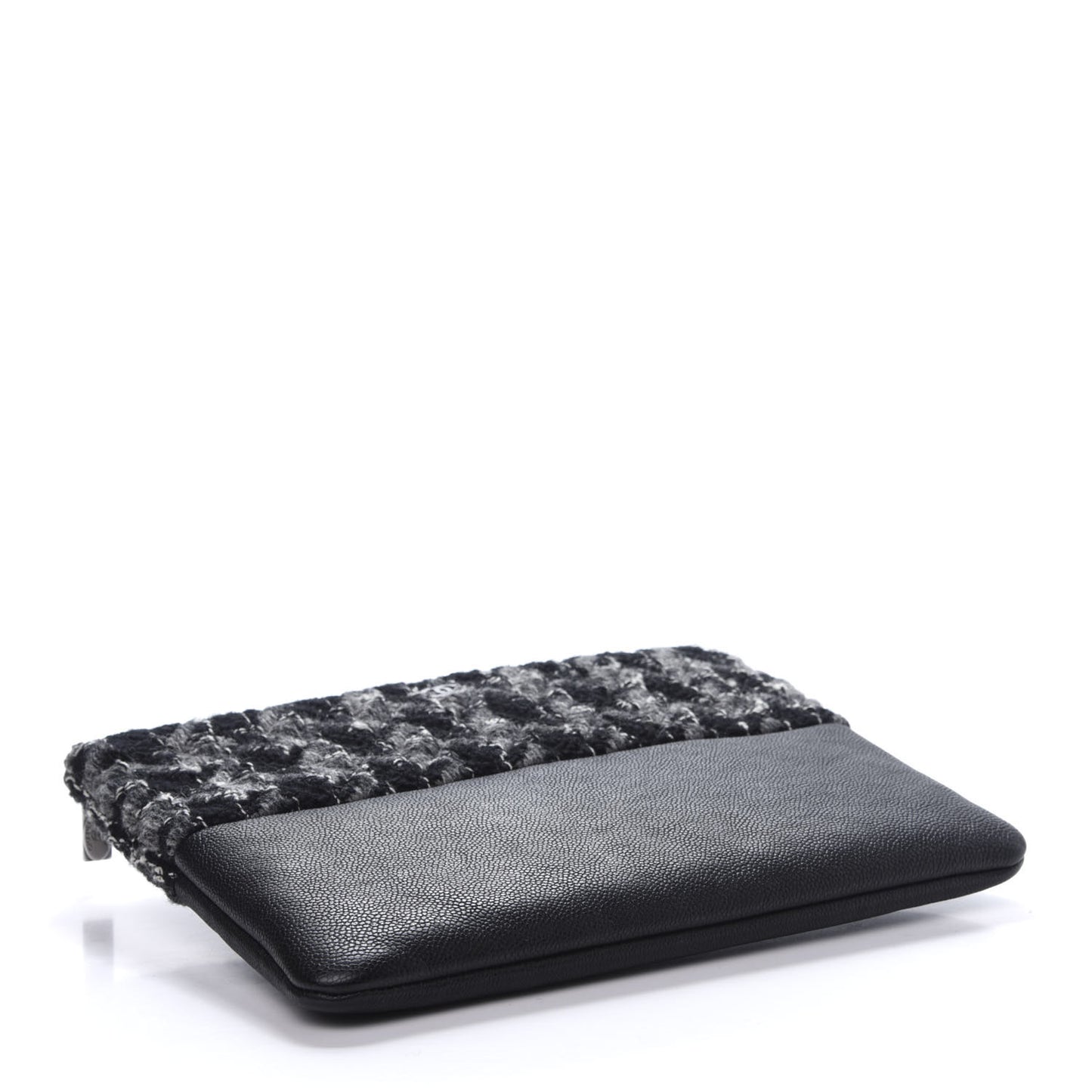Caviar Tweed Quilted Medium Cosmetic Pouch Black