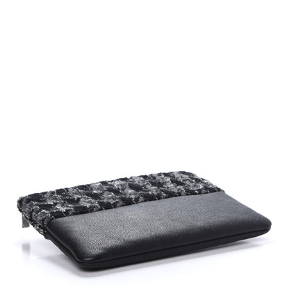 Chanel Caviar Tweed Quilted Medium Cosmetic Pouch Black 4 of 10