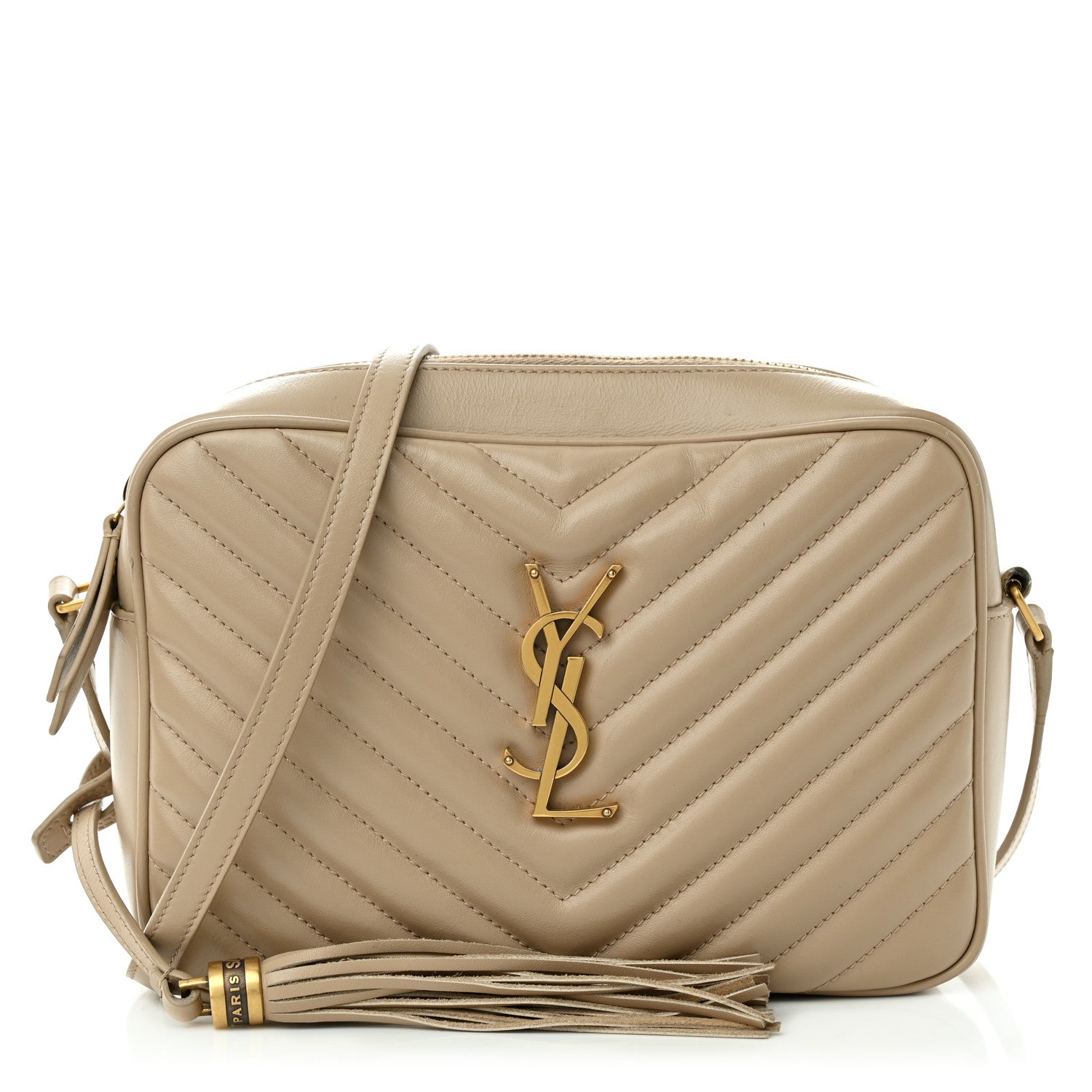 Saint Laurent Calfskin Matelasse Monogram Lou Camera Bag Dark Beige 1 of 14
