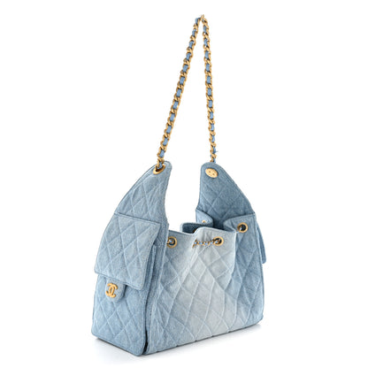 Chanel Washed Denim Quilted Small Chanel 25 Handbag Blue 3 of 10