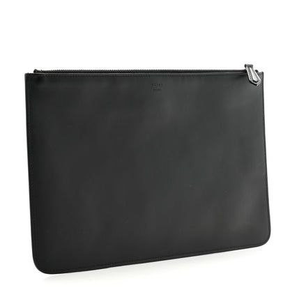 Fendi Vitello Century Monster Eyes Inlay Pouch Black Giallo 3 of 10
