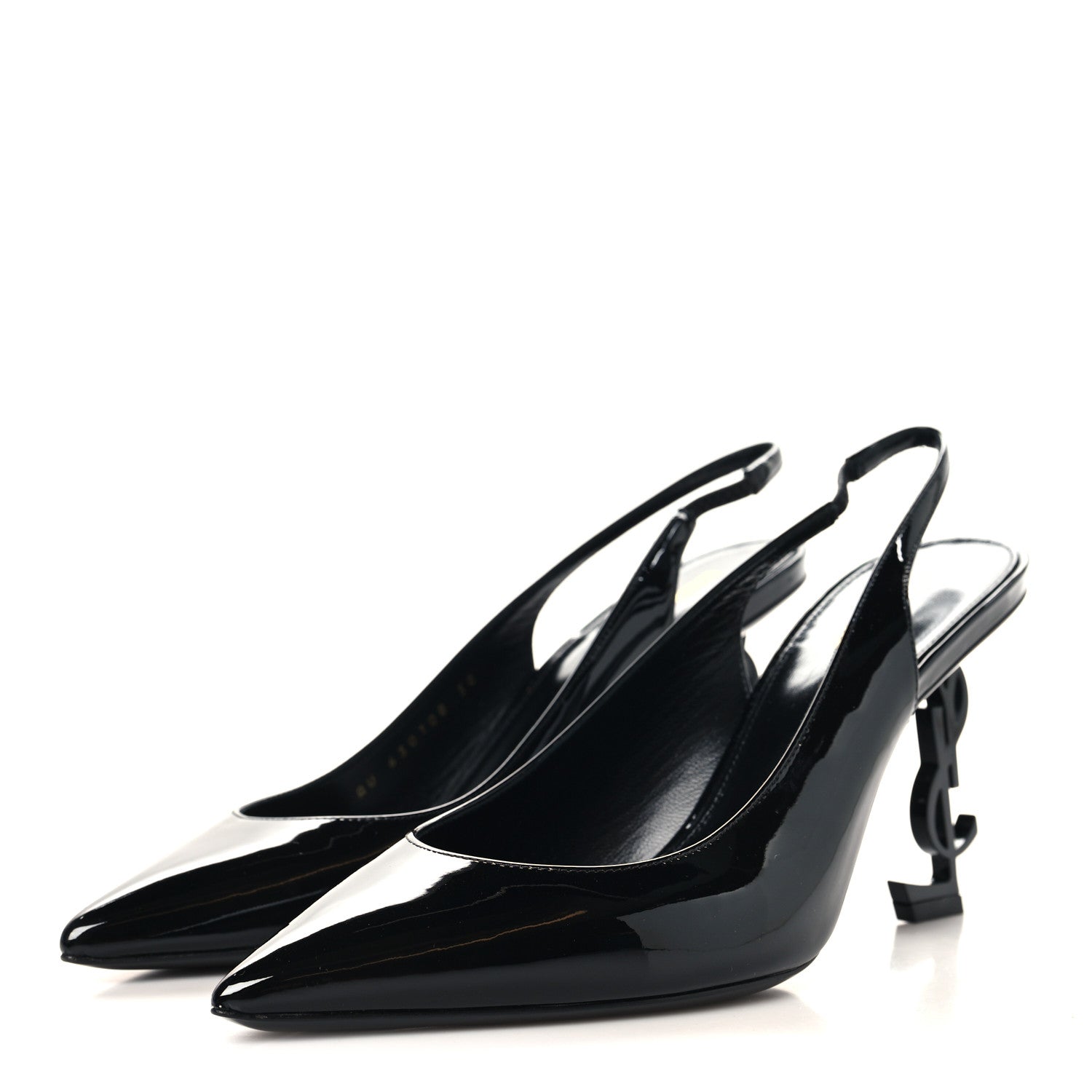 Saint Laurent Patent Opyum 110 Slingback Pumps 38 Black 4 of 10