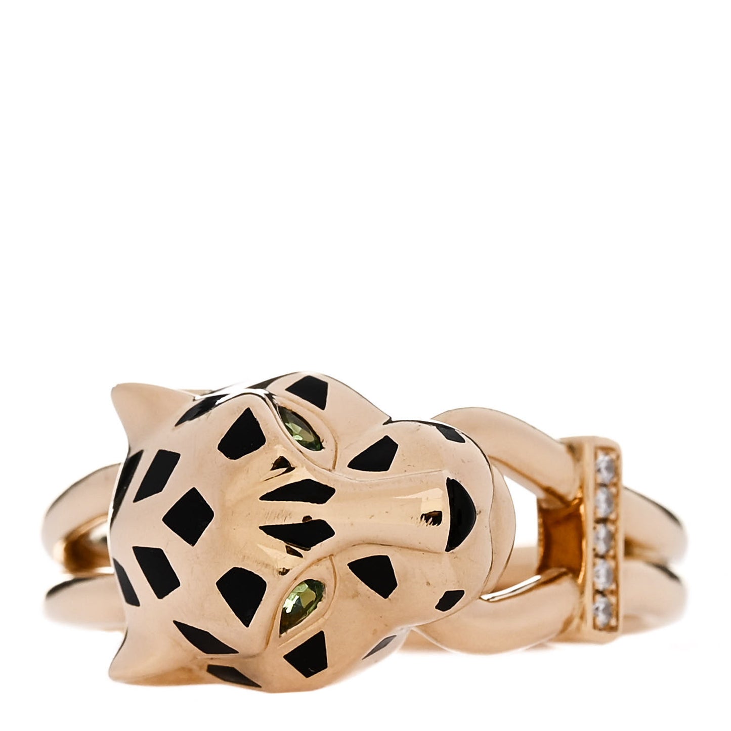 18K Yellow Gold Diamond Tsavorite Garnet Black Onyx Panthere de Cartier Ring 58 8.5
