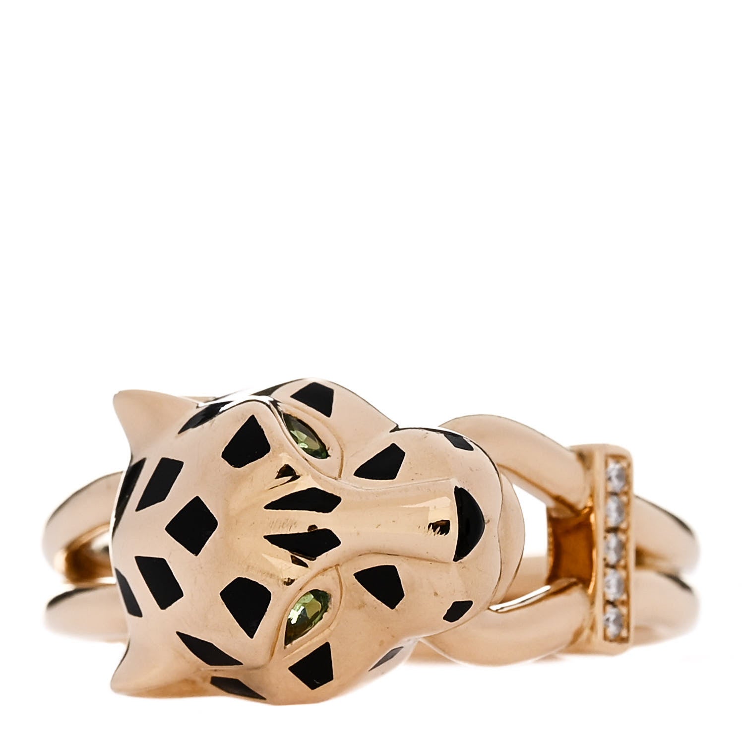 Cartier 18K Yellow Gold Diamond Tsavorite Garnet Black Onyx Panthere de Cartier Ring 58 8.5 2 of 5
