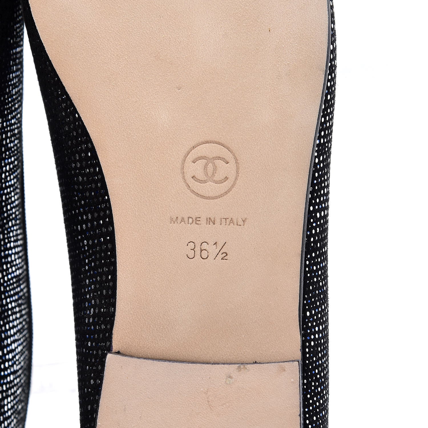 Chanel Fantasy Goatskin Patent Calfskin CC Cap Toe Ballerina Flats 36.5 Black Blue 6 of 9