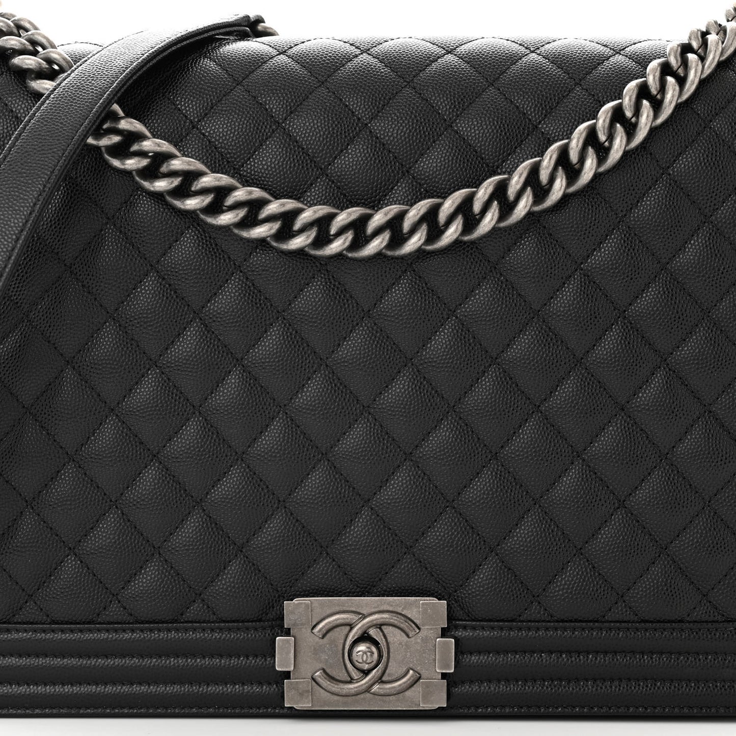 Caviar Quilted Large Boy Flap Black