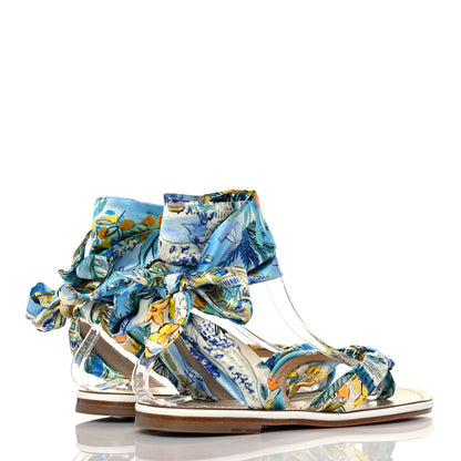 Christian Louboutin Nappa Crepe Satin Spetsos Flat Sandals 38 Bianco Multicolor 4 of 7