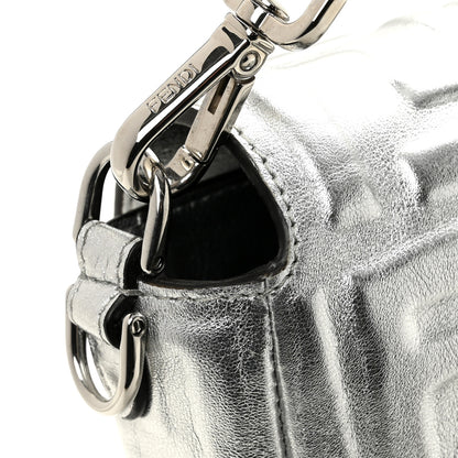 Fendi Vitello Catalan Mirror FF 1974 Embossed Large Baguette Argento 12 of 14