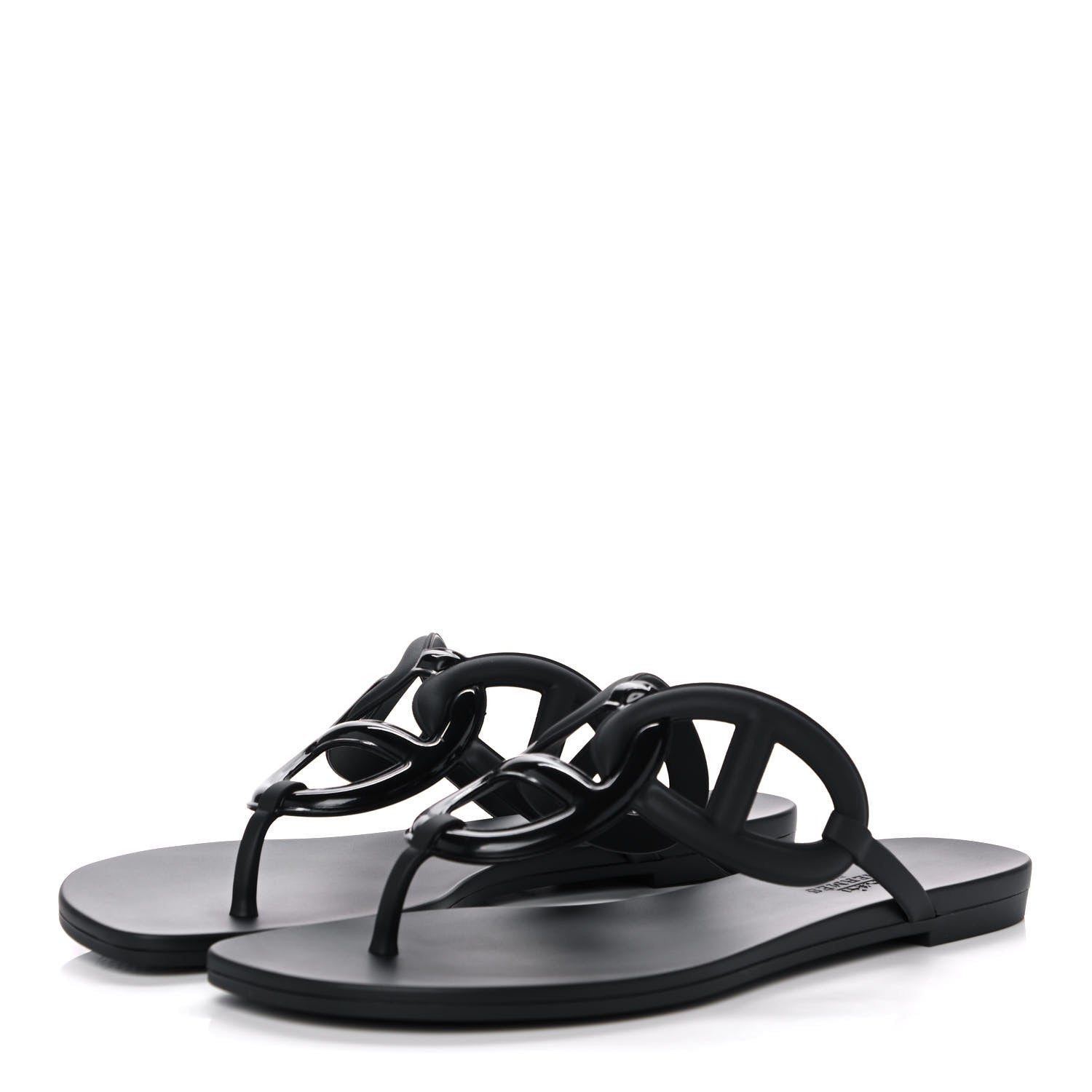 Hermes Rubber Womens Egerie Sandals 40 Black 3 of 9