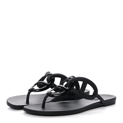 Hermes Rubber Womens Egerie Sandals 40 Black 3 of 9