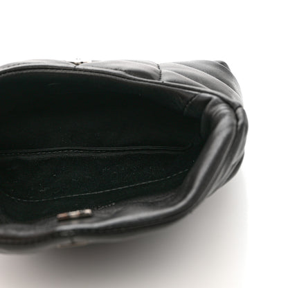 Saint Laurent Lambskin Monogram Loulou Puffer Pouch Clutch Black 5 of 13