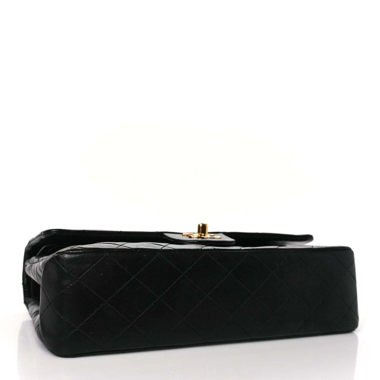 Lambskin Quilted Medium Double Flap Black