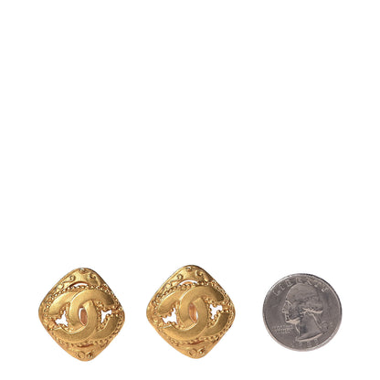 Chanel CC Square Clip On Earrings Gold 2 of 6