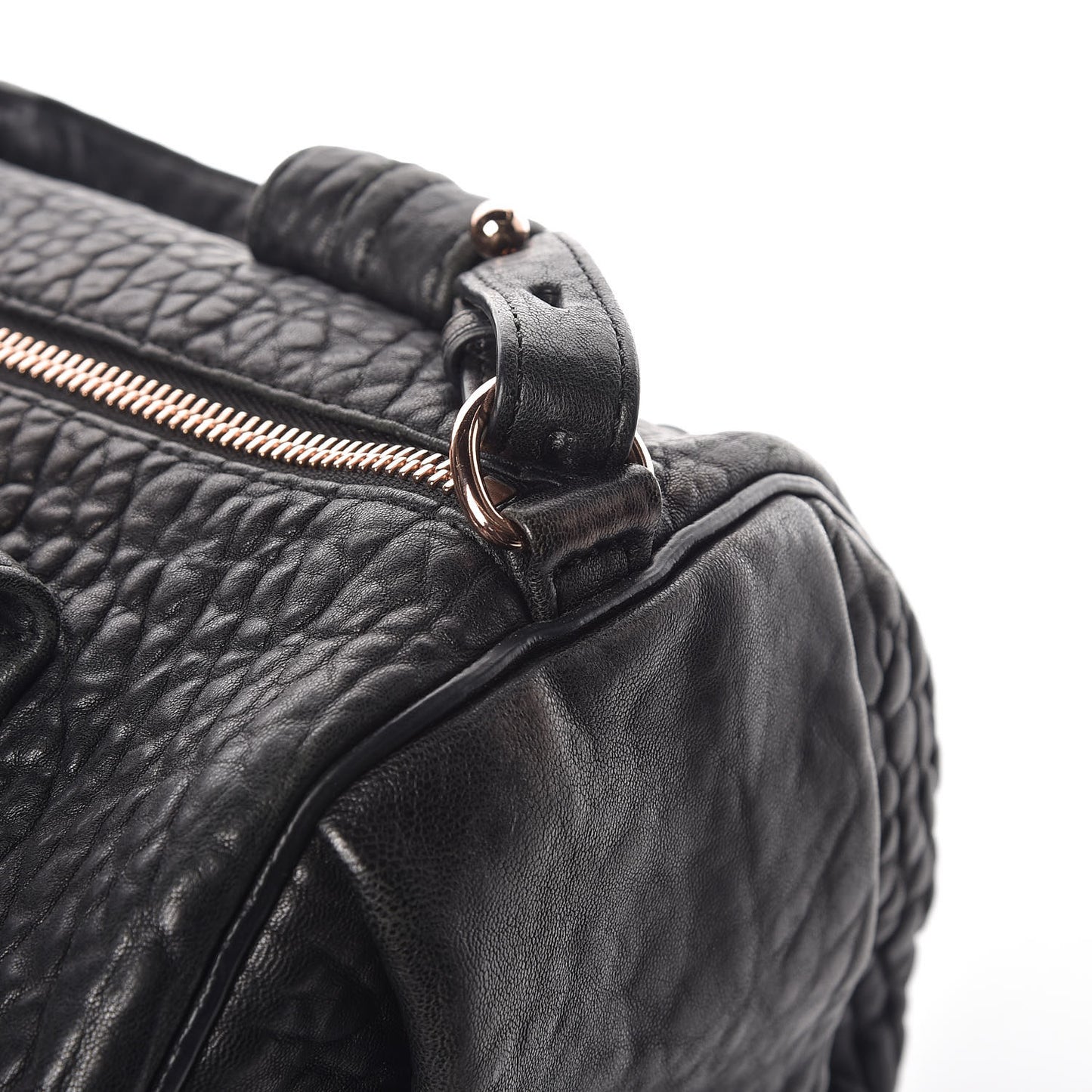 Pebbled Lambskin Rocco Black Rose Gold Hardware