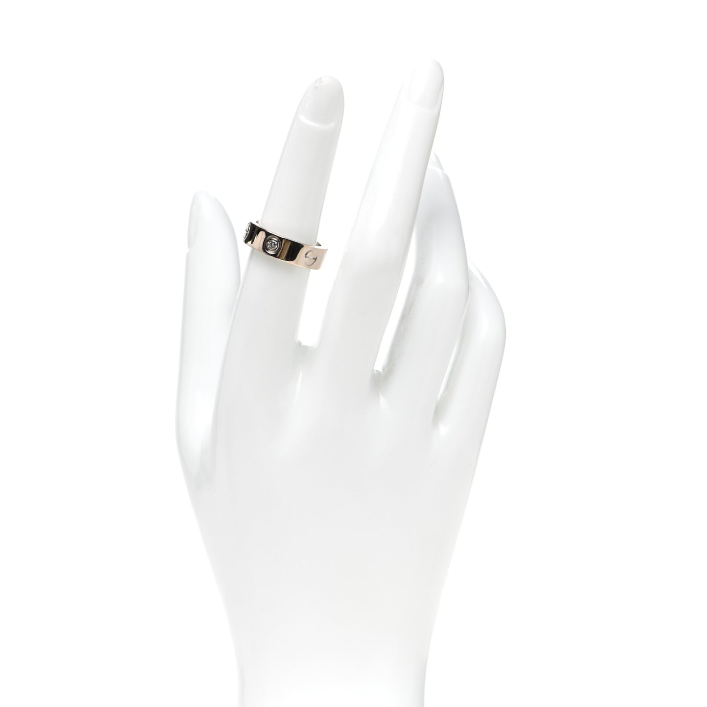 18K White Gold 3 Diamond 5.5mm LOVE Ring 52 6