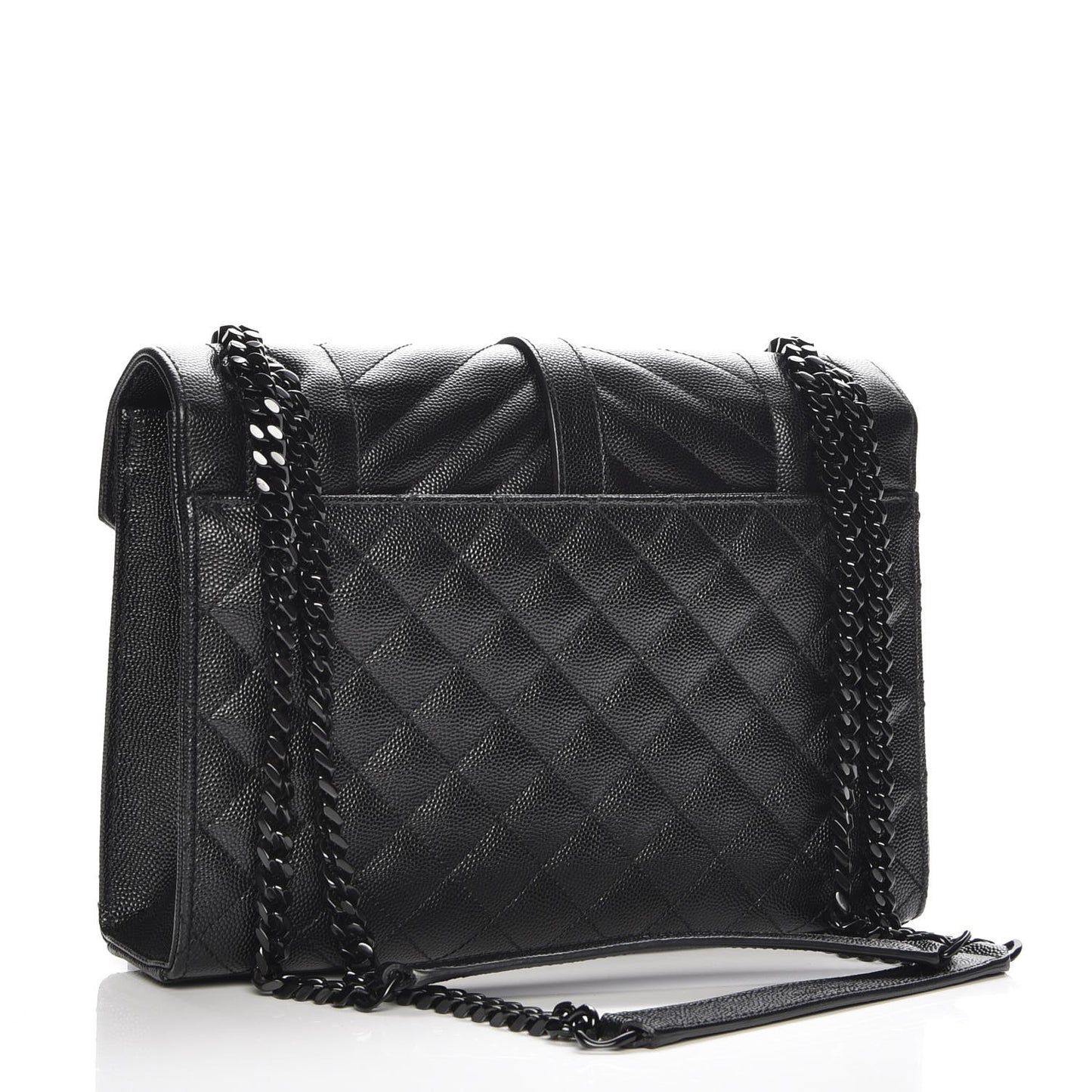 Grain De Poudre Textured Mixed Matelasse Triquilt Medium Monogram Satchel Black
