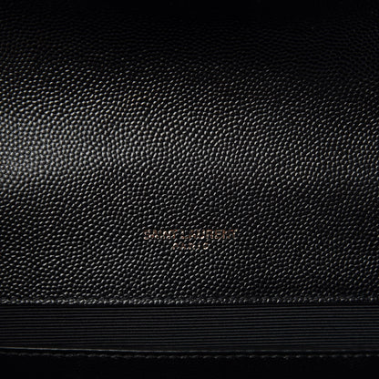 Saint Laurent Grain De Poudre Textured Mixed Matelasse Triquilt Medium Monogram Satchel Black 9 of 11