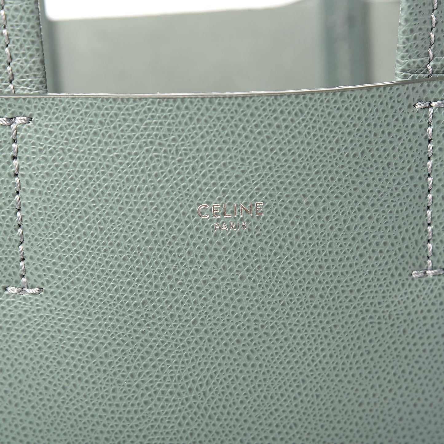 Grained Calfskin Small Vertical Cabas Green