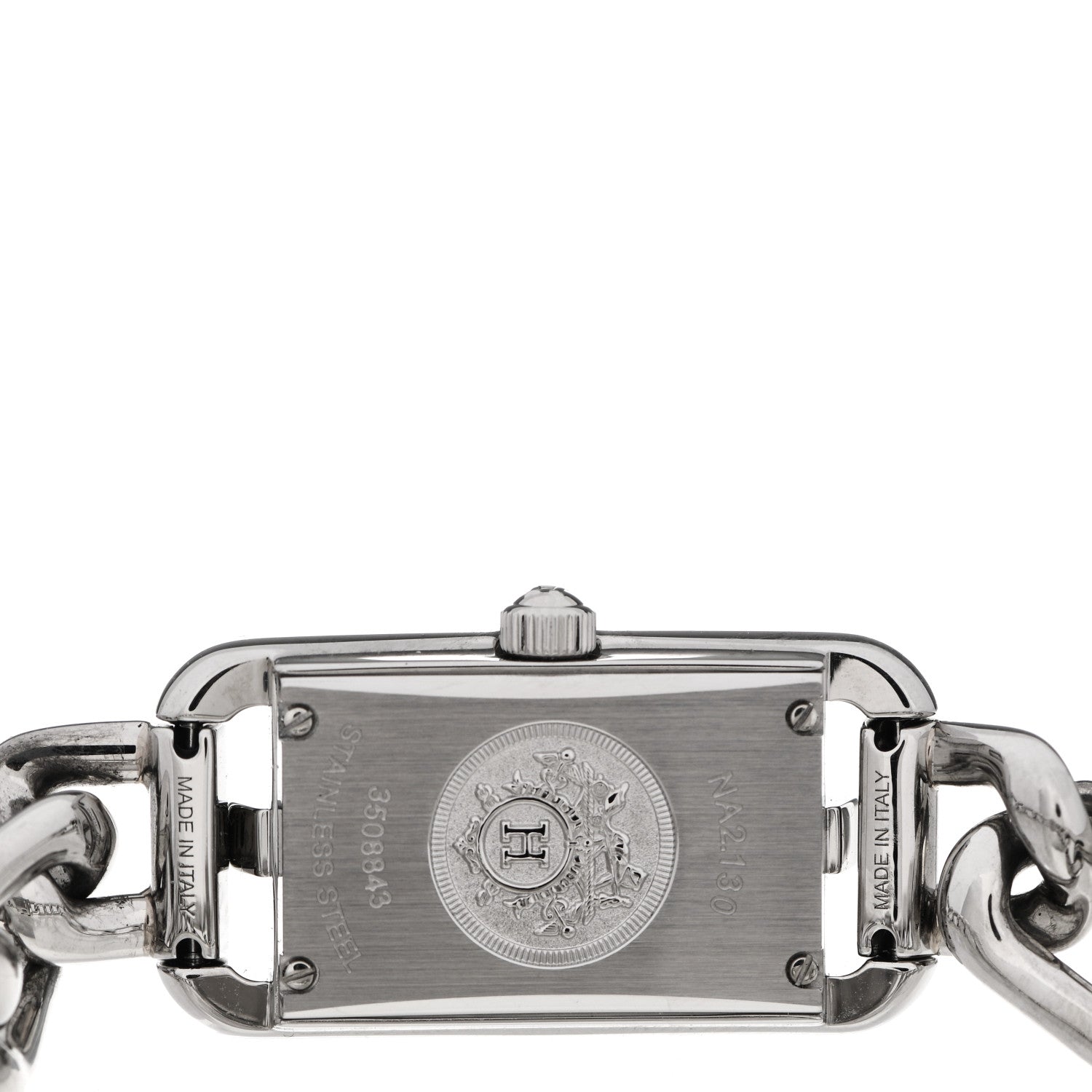 Hermes Stainless Steel Diamond Bezel 17mm Nantucket Quartz Watch Black 4 of 5