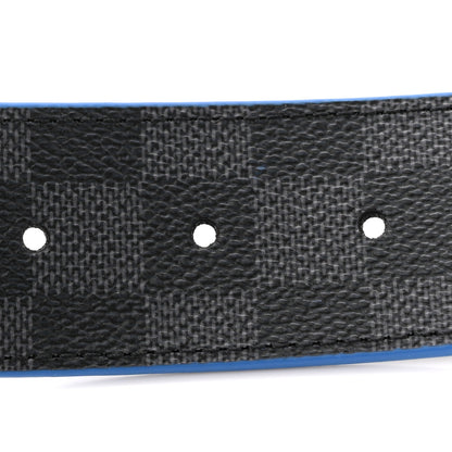 Louis Vuitton Damier Graphite Calfskin 40mm LV Initiales Reversible Belt 95 38 Blue 5 of 7