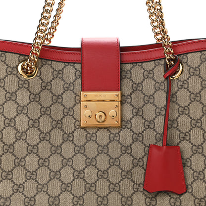 Gucci GG Supreme Monogram Medium Padlock Tote Red 8 of 10
