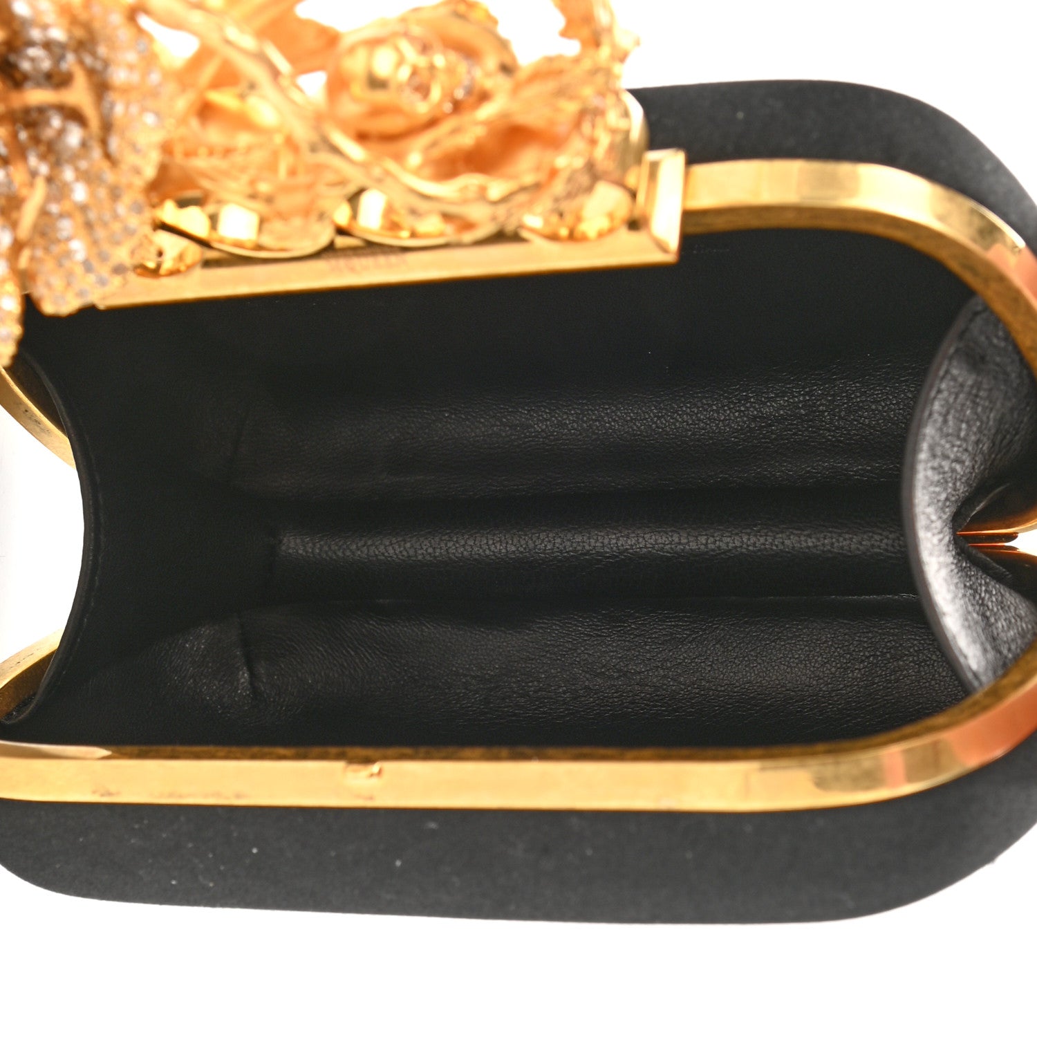 Alexander McQueen Satin Floral Knuckle Duster Box Clutch Black 5 of 7
