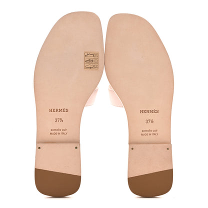 Hermes Box Calfskin Oran Sandals 37.5 Rose Pale 7 of 15