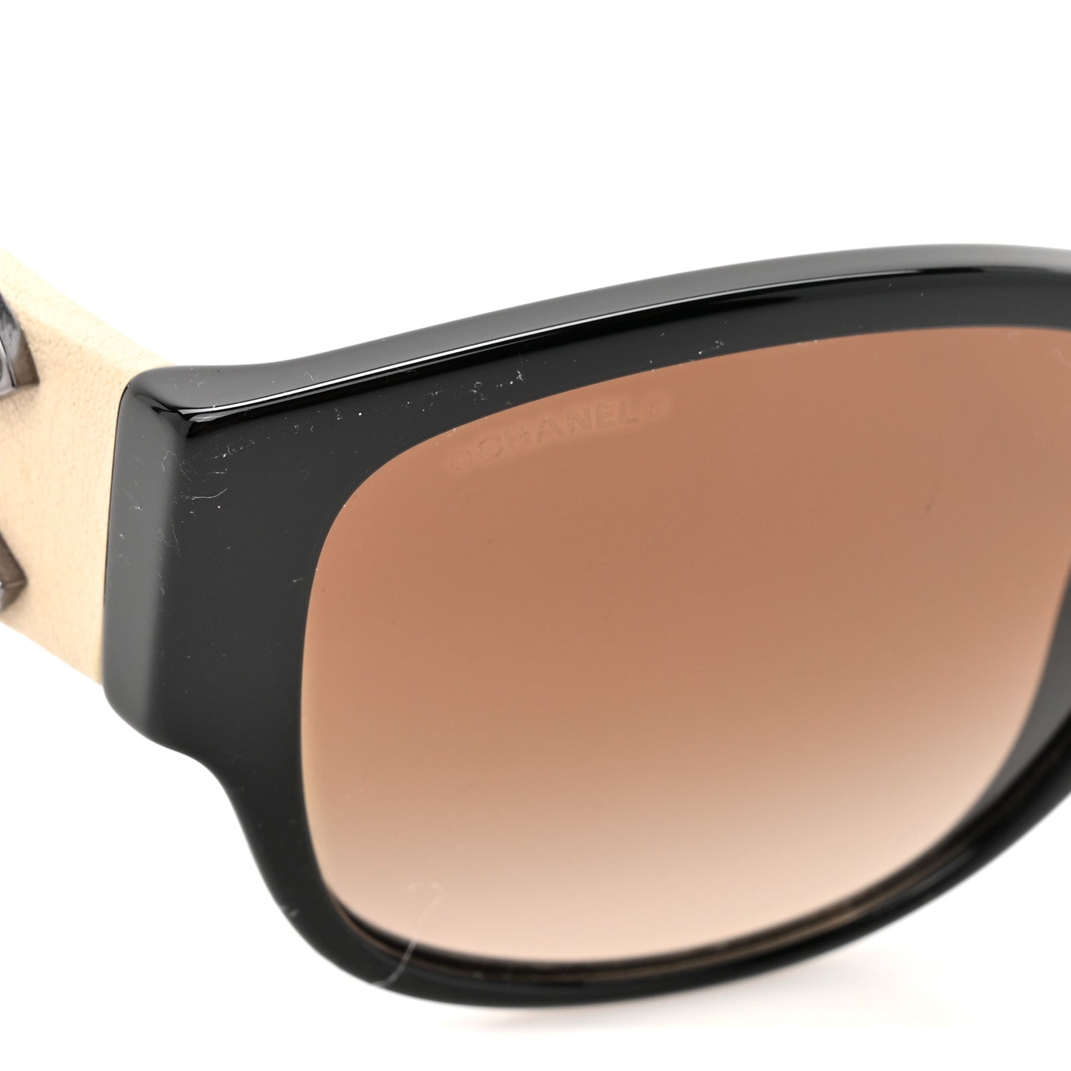 Chanel Acetate Lambskin Crystal Baguette Chain CC Sunglasses 5454-Q-B Black Beige 8 of 9