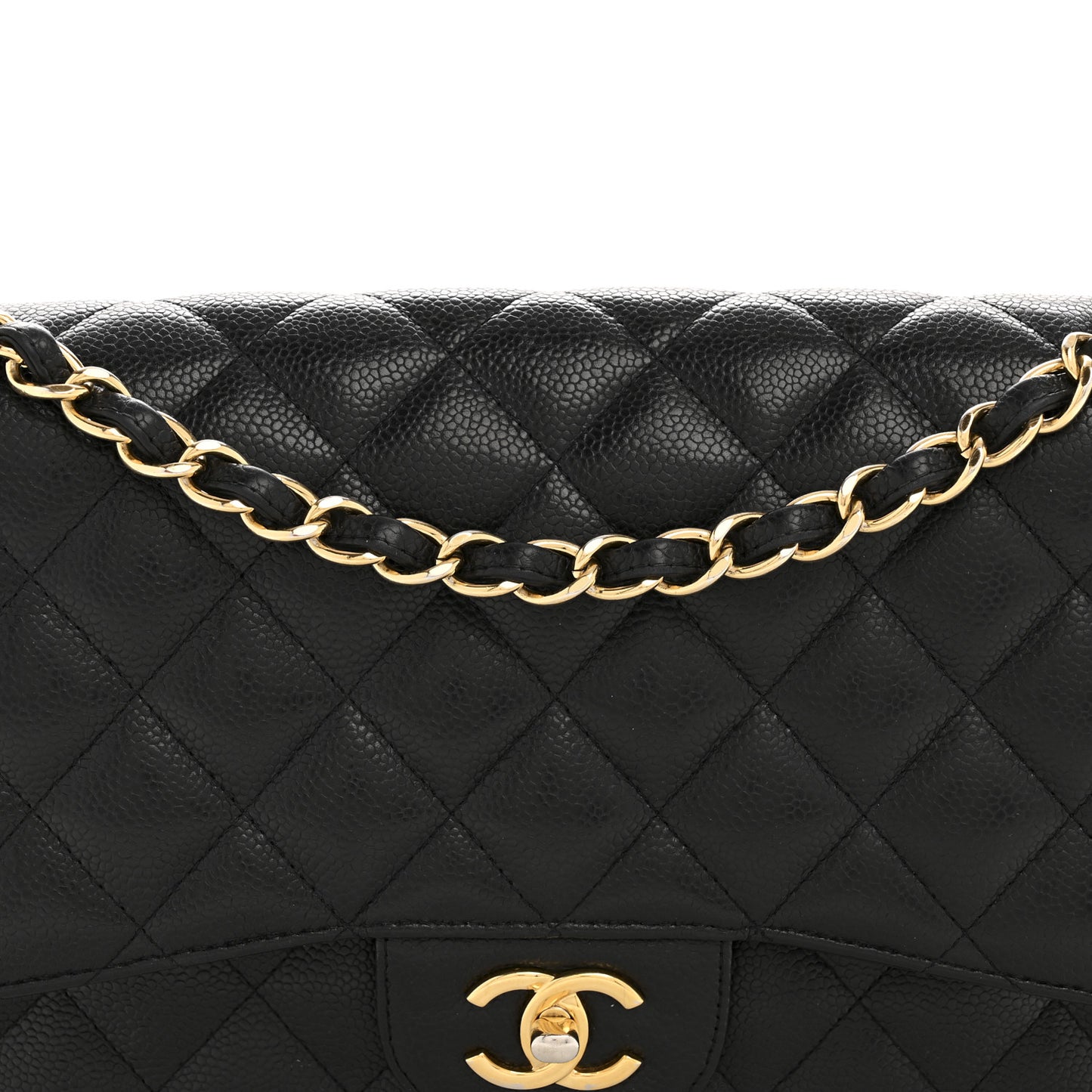 Caviar Quilted Jumbo Double Flap Black