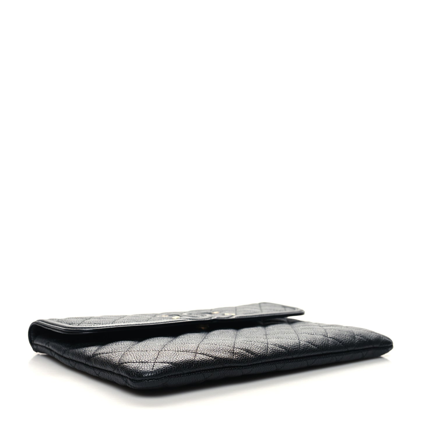 Caviar Quilted Filigree Flap Pouch Black