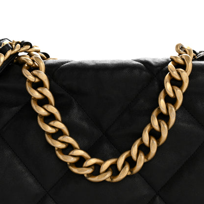 Chanel Goatskin Quilted Maxi Chanel 19 Flap Black 8 of 12