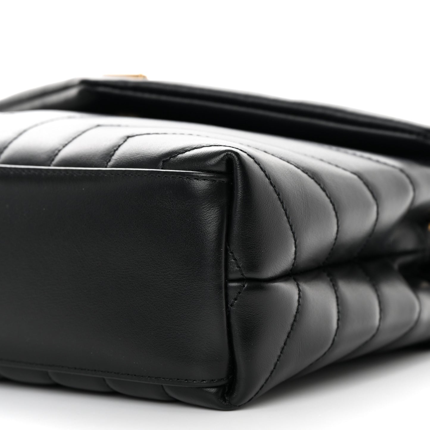 Calfskin Y Quilted Monogram Small Loulou Chain Satchel Black
