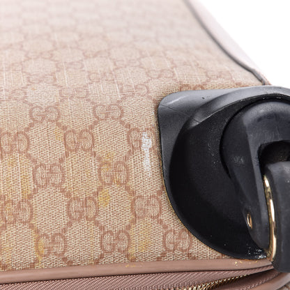 Gucci GG Supreme Monogram Selleria Calfskin Four Wheel Carry On Suitcase Winter Rose 21 of 23