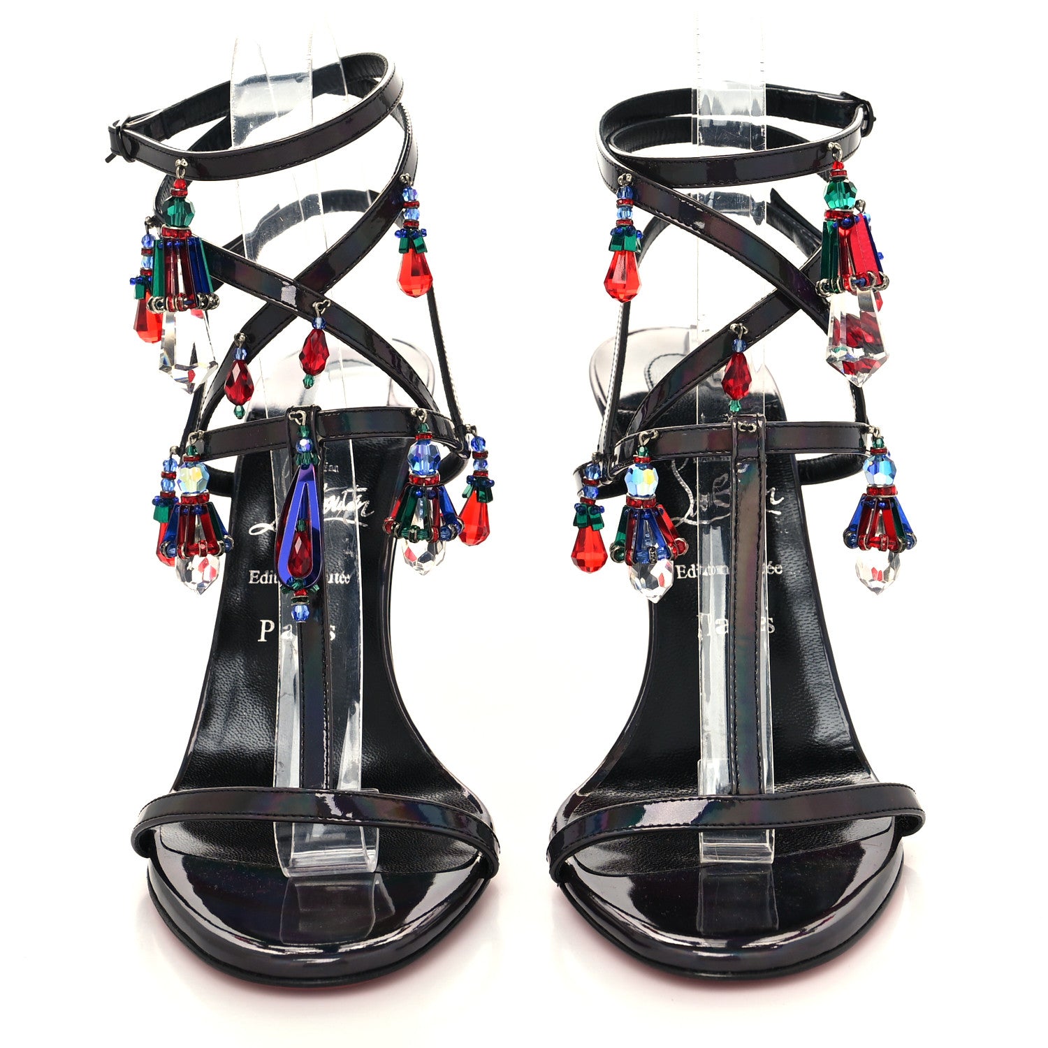 Christian Louboutin Patent Bombina Pampilla 100 Sandals 38 Black 2 of 8
