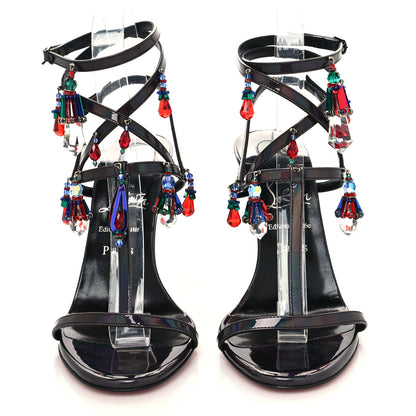 Christian Louboutin Patent Bombina Pampilla 100 Sandals 38 Black 2 of 8