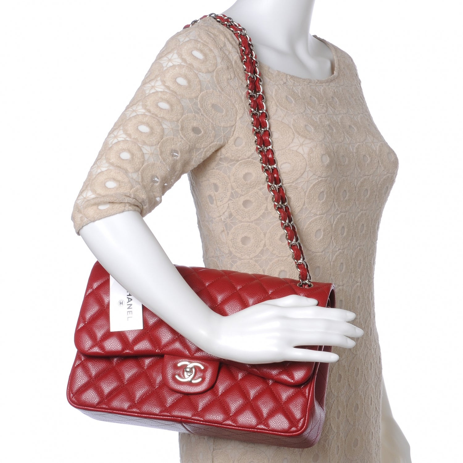 Chanel Caviar Jumbo Double Flap Red 2 of 7